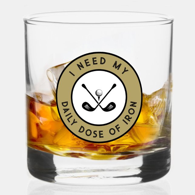 Verre À Whisky Golf Humour Golf Iron Sports Pro Black Gold (Cute Golfer Humor Golf Iron Sports Pro Black Gold Whiskey Glass)