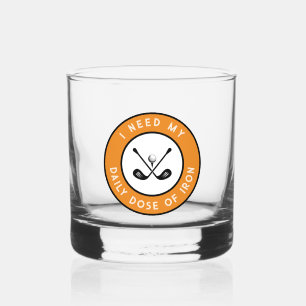 Verre À Whisky Golfer Humour Golf Fer Funny Sports Orange Noir