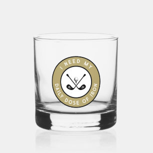 Verre À Whisky Golfer Humour Golf Iron Sports Pro Black Gold Cute