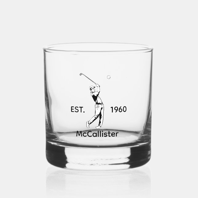 Verre À Whisky Golfeur et nom personnalisé et année (Recto)