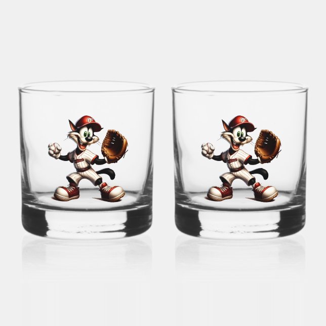 Verre À Whisky Goofy Cat Baseball Pitcher Monte (Recto)