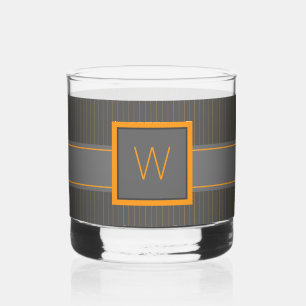 Verre À Whisky Gris avec fines rayures orange