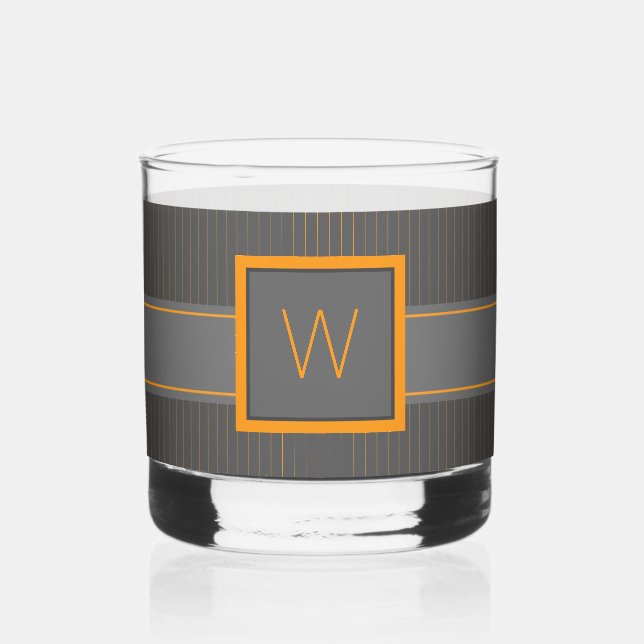 Verre À Whisky Gris avec fines rayures orange (Recto)