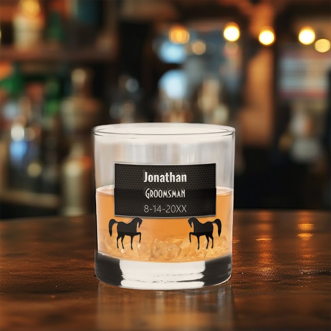 Verre À Whisky Groomsman Black Metallical Personnalisé (Créateur téléchargé)