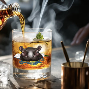 Verre À Whisky Hippopotame Lotus Blanc Bleu
