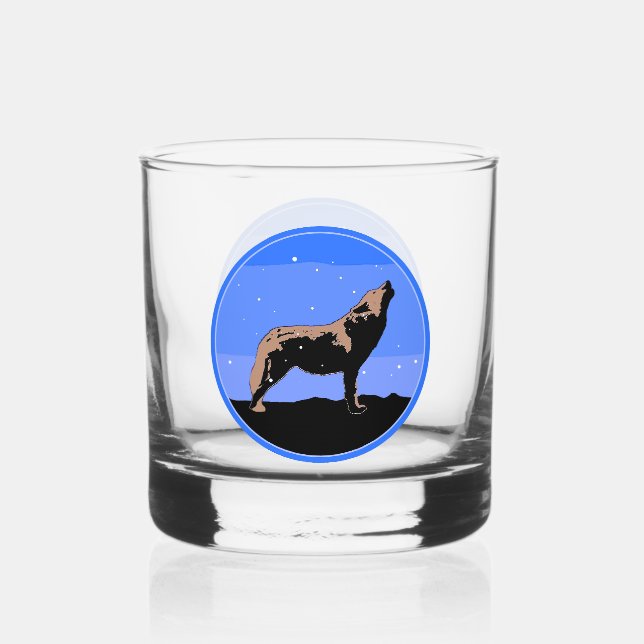 Verre À Whisky Howling Wolf en hiver - Art faunique original (Recto)