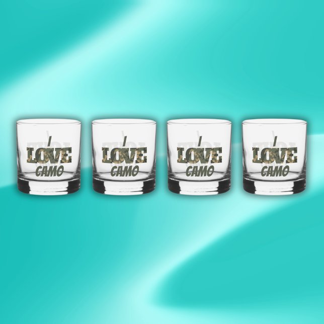 Verre À Whisky I Love Camouflage Vert Brown | (Créateur téléchargé)