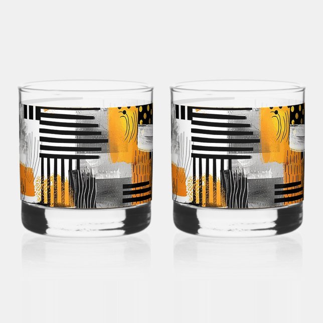 Verre À Whisky Impression Combo Black/Orange Modern Art (Verso)