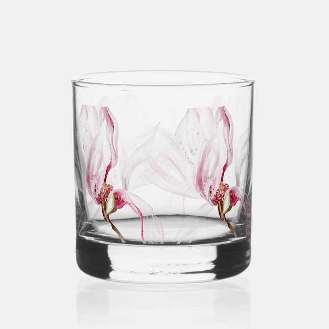 Verre À Whisky Impression d'orchidée dessinée à la main (Recto)