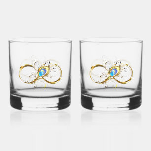 Verre À Whisky Infinité avec plume de paon doré