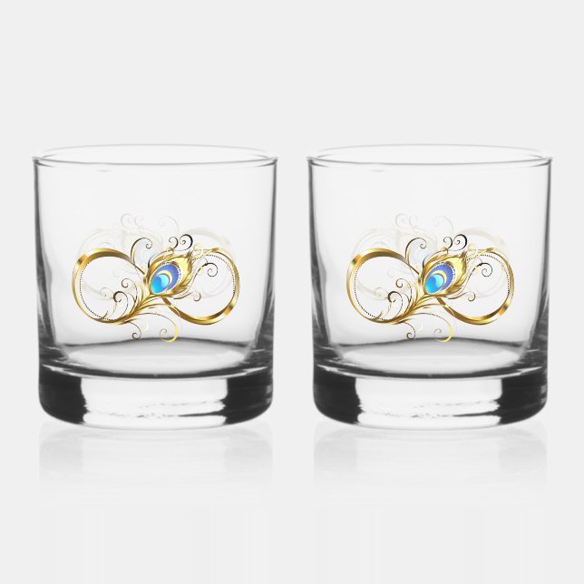 Verre À Whisky Infinité avec plume de paon doré (Recto)