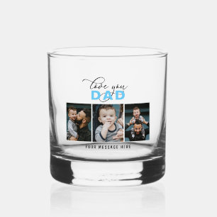 Verre À Whisky Je t'aime Papa/Père/Papounet/Autre 3 Photo Texte p