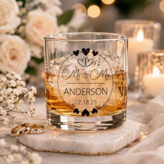 Verre À Whisky Joli Cadeau de Mariage Monsieur et Madame Noms Per