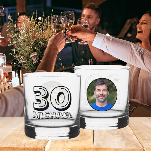 Verre À Whisky Joyeux 30e anniversaire Nom et photo