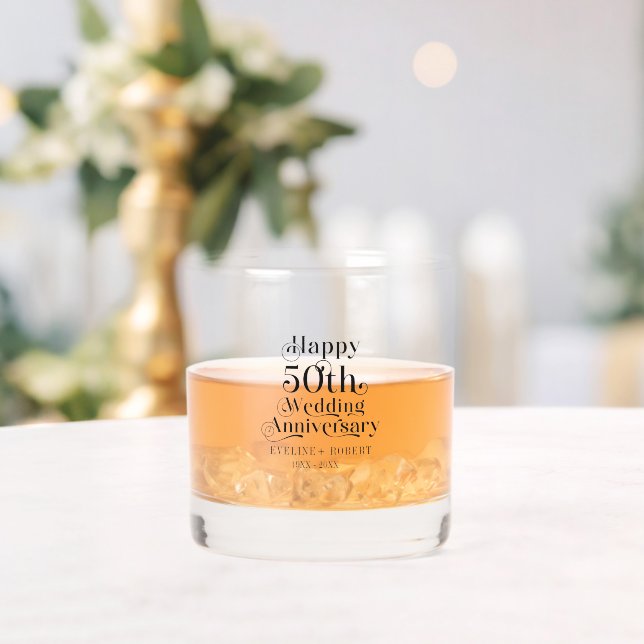 Verre À Whisky Joyeux 50ème anniversaire de Mariage Typographie n (Insitu (Mariage))