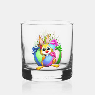 Verre À Whisky Lapin drôle mordant un œuf de Pâques