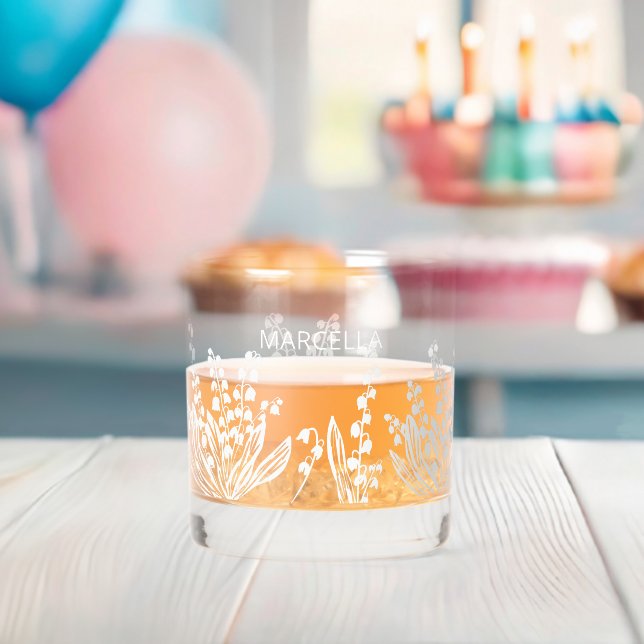 Verre À Whisky Lily De La Vallée Florale Nom Personnalisé (Insitu (Baby Shower))