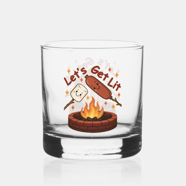 Verre À Whisky Lit Firepit - mignon Marshmallow & Hot Dog (Recto)