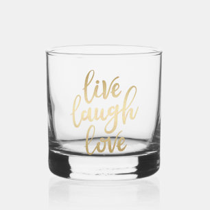 Verre À Whisky Live Laugh Love Faux Gold Letting
