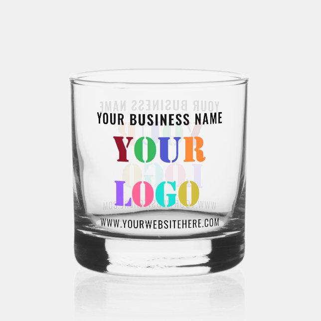 Verre À Whisky Logo de l'entreprise personnalisée et texte votre  (Recto)