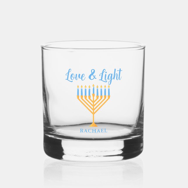 Verre À Whisky Love & Light Personalized Hanukkah Menorah Gift (Recto)