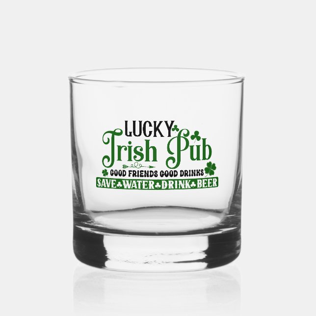 Verre À Whisky Lucky Irish pub trver St. Patricks Day (Recto)