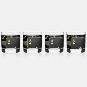 Verre À Whisky Lunettes Whiskey - Black and Gold Poker Design