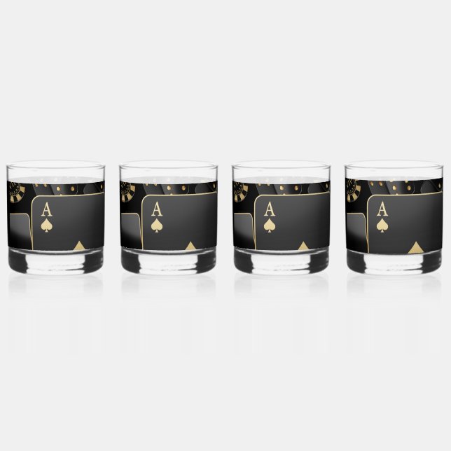 Verre À Whisky Lunettes Whiskey - Black and Gold Poker Design (Dos)
