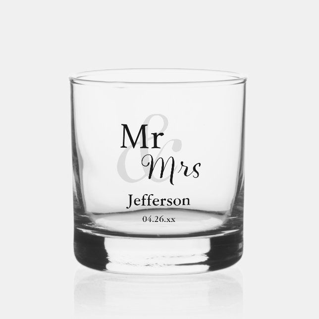 Verre À Whisky M. et Mme Mariage avec nom et date (Verso)