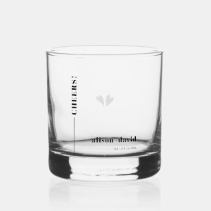 Verre À Whisky Mariage minimaliste noir, blanc