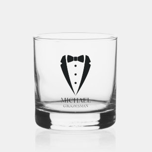 Verre À Whisky Mariage noir Tuxedo Suit Groomsmen personnalisé