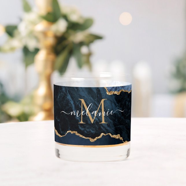 Verre À Whisky Marine Blue Gold Parties scintillant marbre person (Insitu (Mariage))