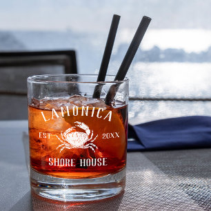 Verre À Whisky Marine Crabe rustique Maison de rivage personnalis