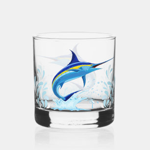 Verre À Whisky Marlin Bleu Jaillissant de l'Océan