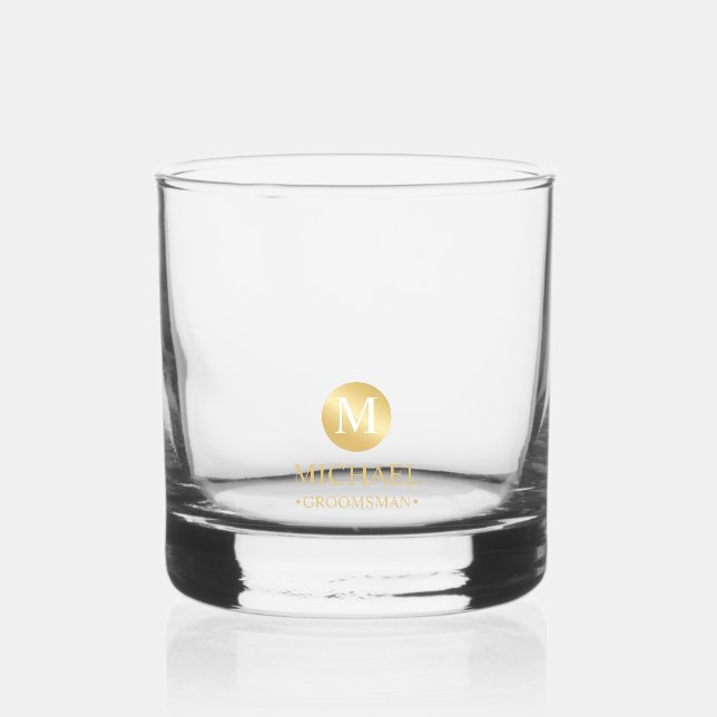 Verre À Whisky Masculine Gold Personnalisé Groomsmen (Recto)
