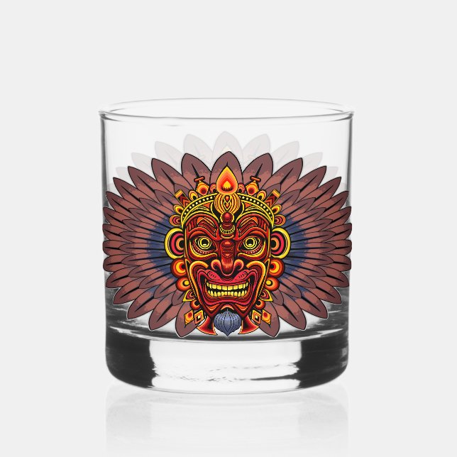 Verre À Whisky Masque rituel du roi guerrier tribal (Recto)