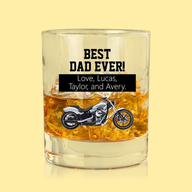 Verre À Whisky Meilleur papa jamais Cool Moto Père vélo (Best Dad Ever! Personalized Motorcycle Whiskey Glass Gift. Father's Day Christmas)