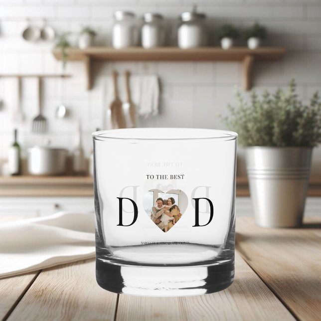 Verre À Whisky Meilleur papa personnalisé photo de coeur | Cadeau (Créateur téléchargé)
