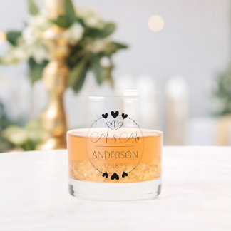 Verre À Whisky Mignonne M. et Mme Noms Personnalisés Mariage Fave