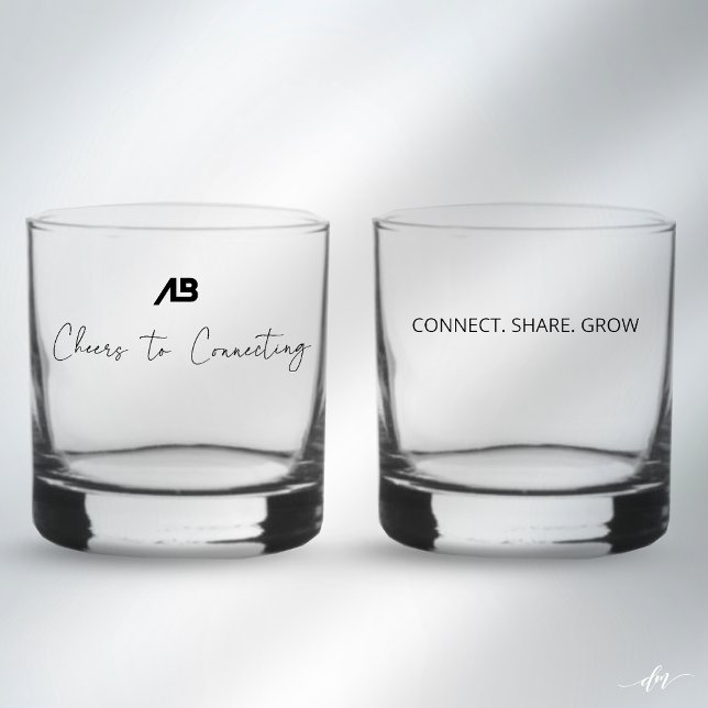 Verre À Whisky Mise en réseau (Custom networking rock glasses featuring Cheers to Connecting and Connect Share Grow messaging)