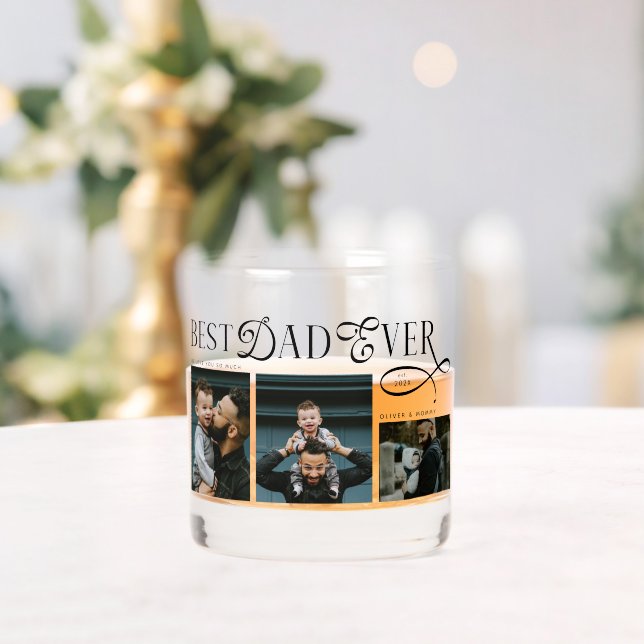Verre À Whisky Modern Best Dad Ever Photo Collage Fathers Day (Insitu (Mariage))