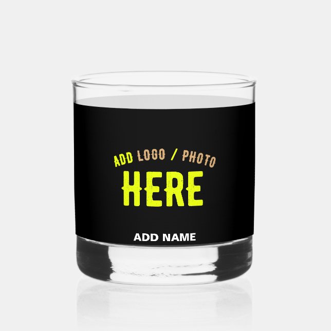 VERRE À WHISKY MODERNE ET MODERNE PERSONNALISABLE NOIR VÉRIFIÉ (Recto)