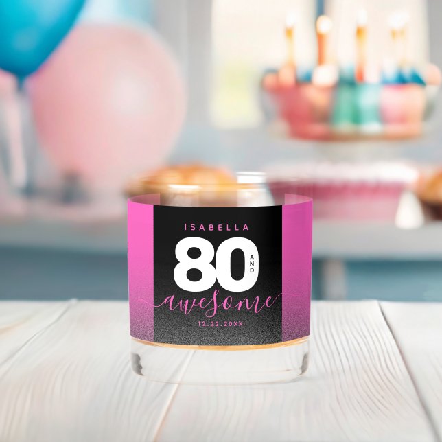 Verre À Whisky Moderne rose chaud 80 ans et formidable (Insitu (Baby Shower))
