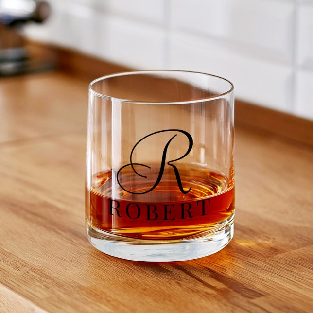 Verre À Whisky Monogramme Classique Nom Personnalisé (Créateur téléchargé)