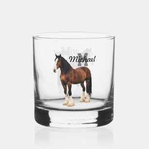 Verre À Whisky Monogramme Clydesdale Ébauche Cheval ferme animale