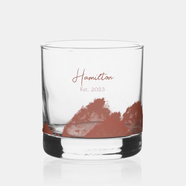Verre À Whisky Monogramme d'aquarelle pourpre bordeaux établi (Recto)