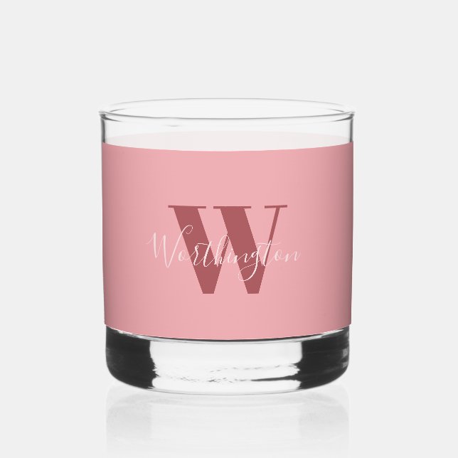 Verre À Whisky Monogramme de fille et nom rose roux (Recto)