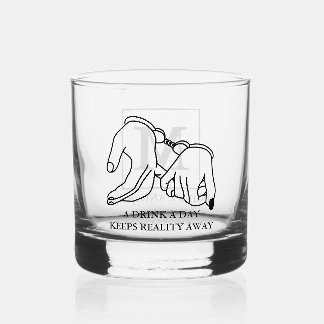 Verre À Whisky Monogramme de mariage amusant | Nom (Recto)