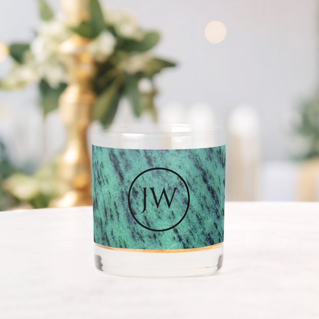 Verre À Whisky Monogramme de pierre minérale Zoisite verte (Insitu (Mariage))