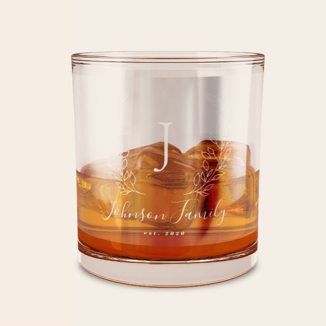 Verre À Whisky Monogramme et nom script élégant personnalisé (Créateur téléchargé)